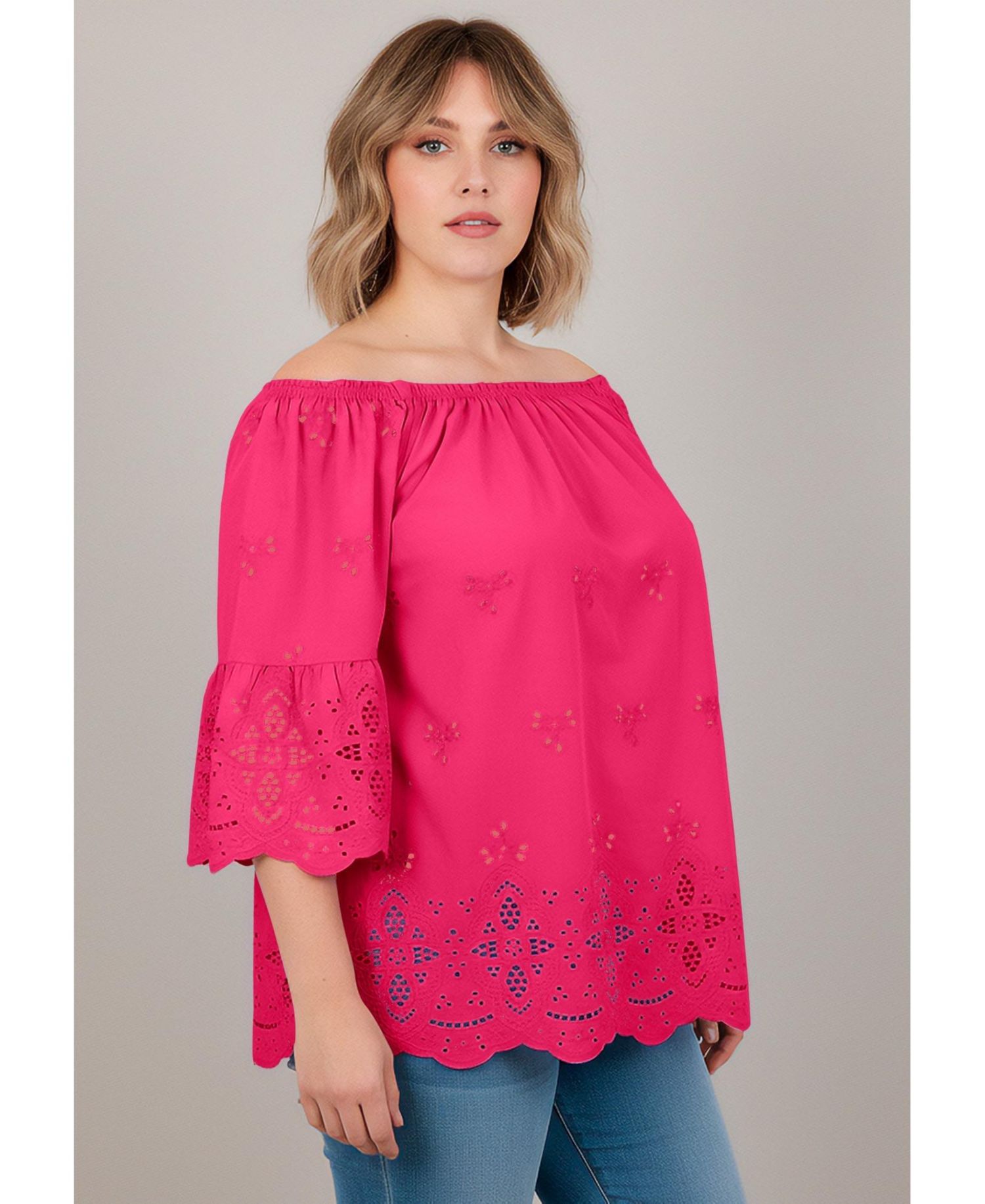 Plus Size Convertible Eyelet Women's Tunic