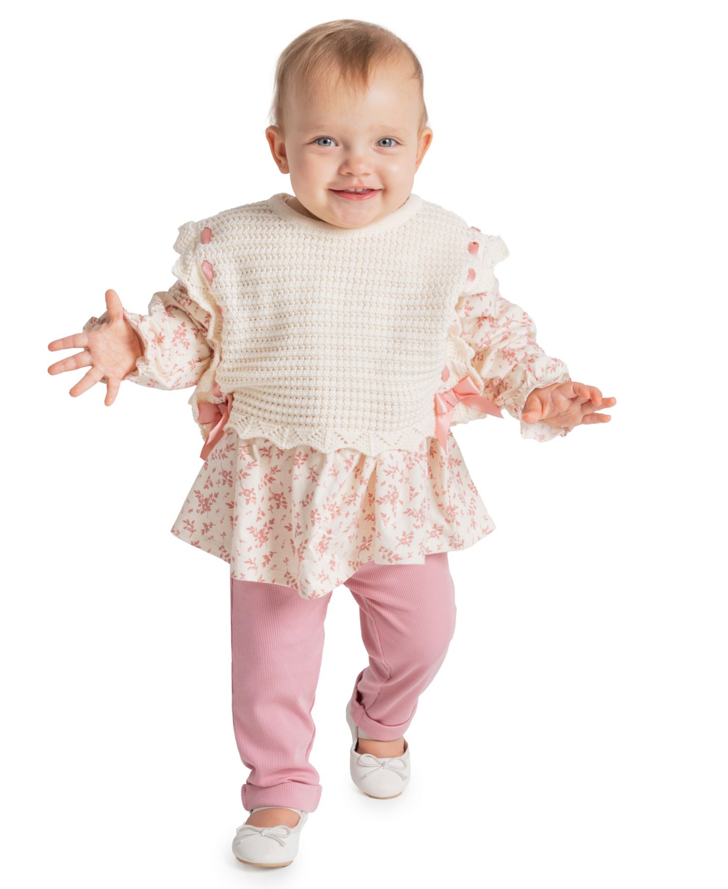 Baby Girls' Knit Vest with Top and Knit Pants, 2-Piece Set