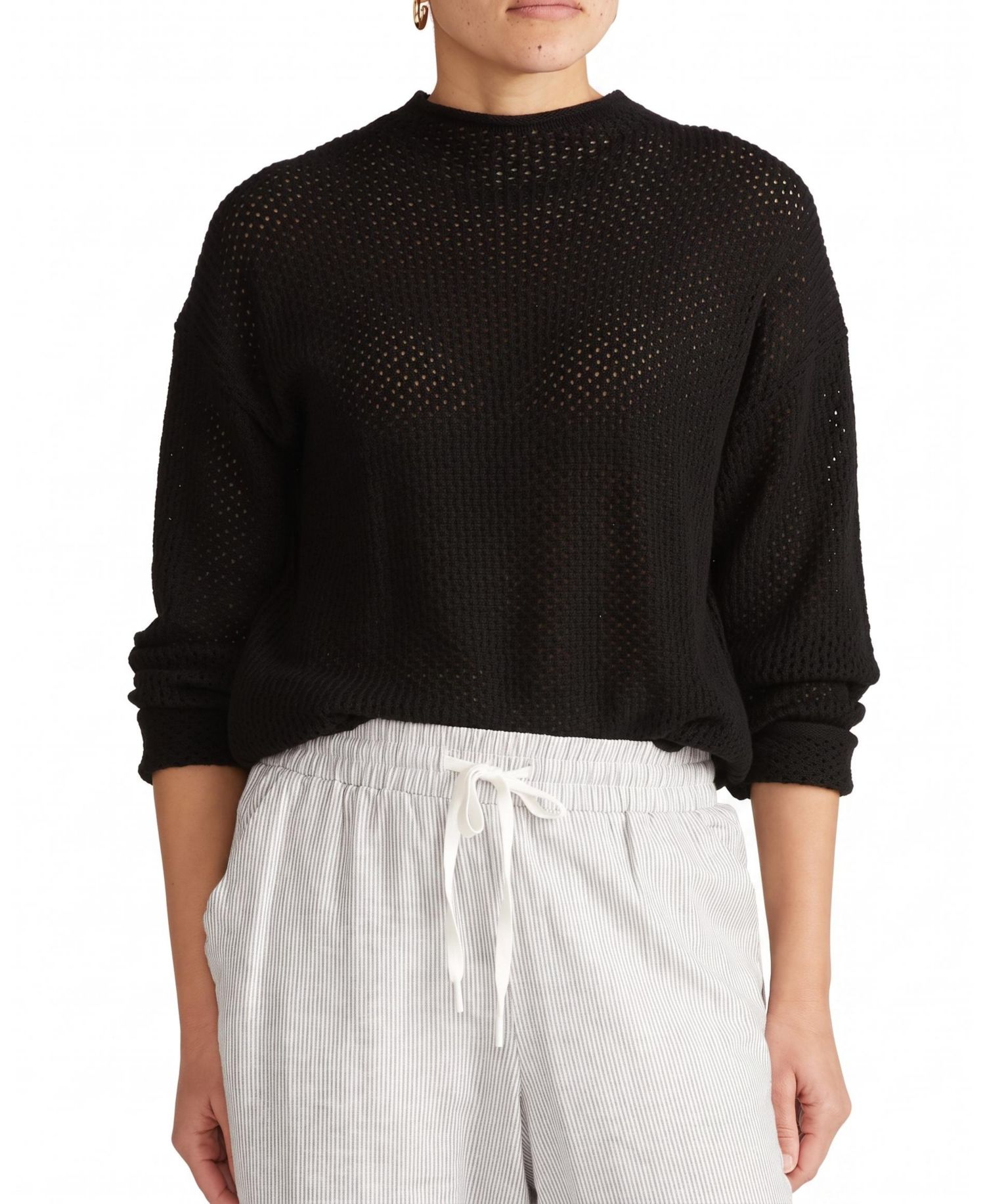 Plus Size Positano Pointelle Long-Sleeve Sweater