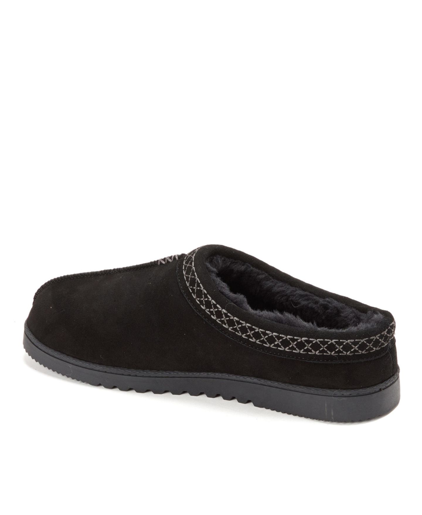 Мужские сабо Dearfoams Dean Genuine Suede Slip-On Clog Slipper, цвет: Чёрный — фото 6