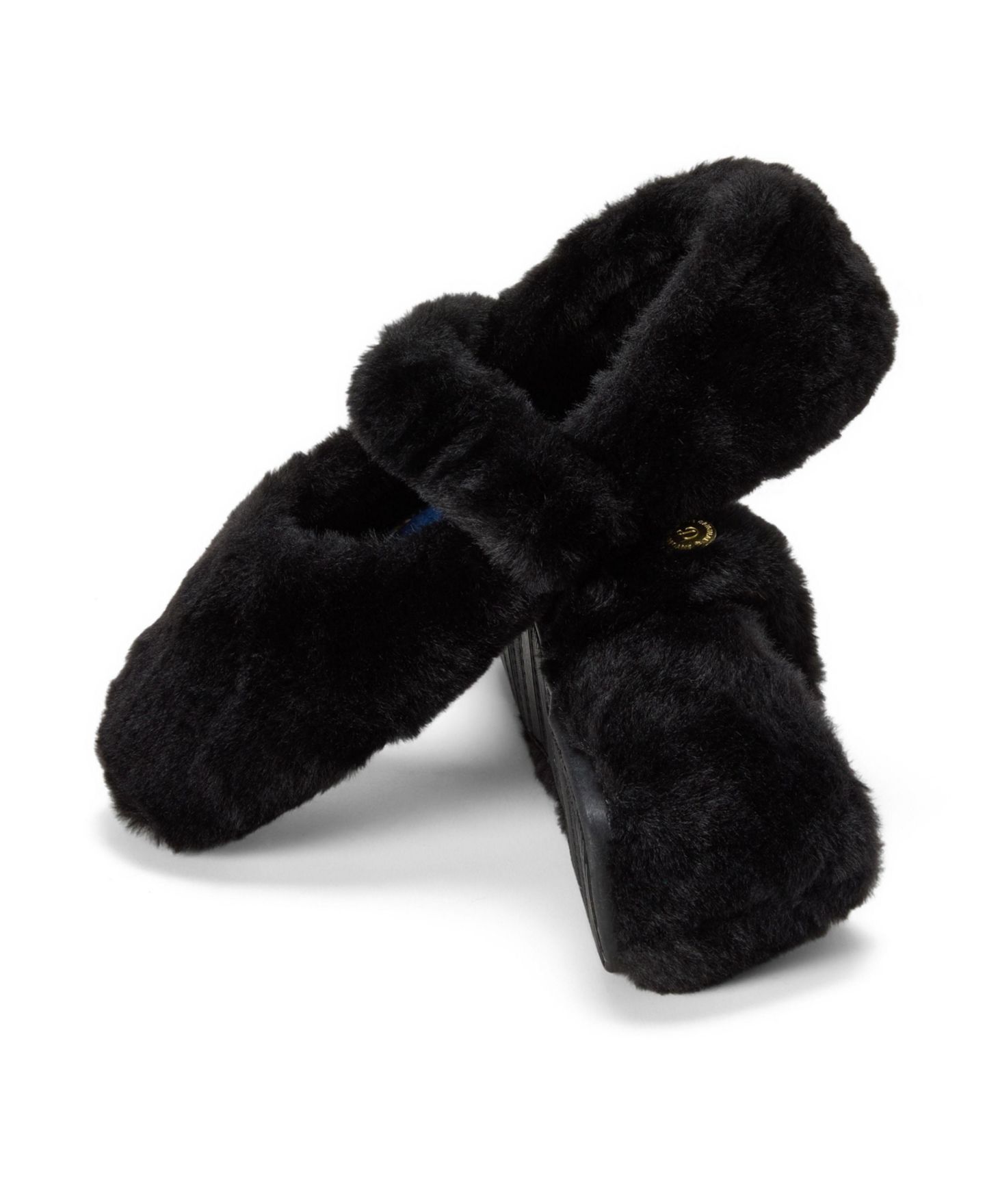 Женские тапочки Dearfoams Maryanne Luxe Teddy Maryjane Slippers, цвет: Чёрный — фото 7