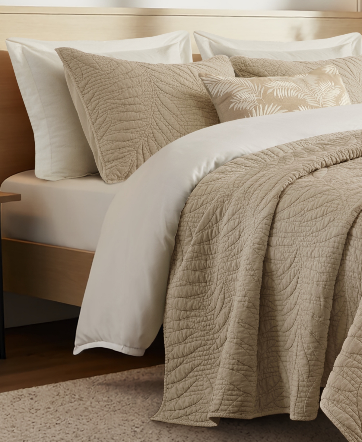 Harbor House Botanical Leaves Stone-Washed Cotton 3-Piece Quilt Set