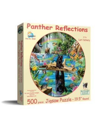 Panther Reflections Round Interlocking-Pieces 500-Piece Jigsaw Puzzle, Ages 15+