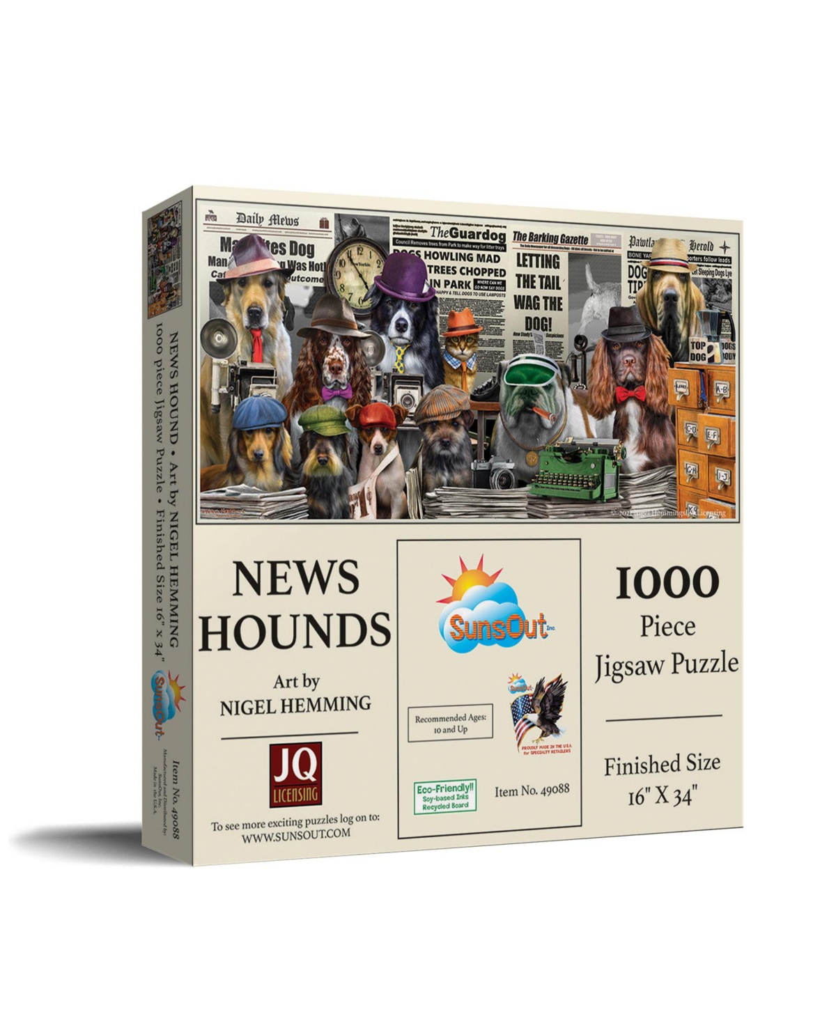 SunsOut NewsHounds Interlocking 1000-Piece Jigsaw Puzzle, Ages 15+