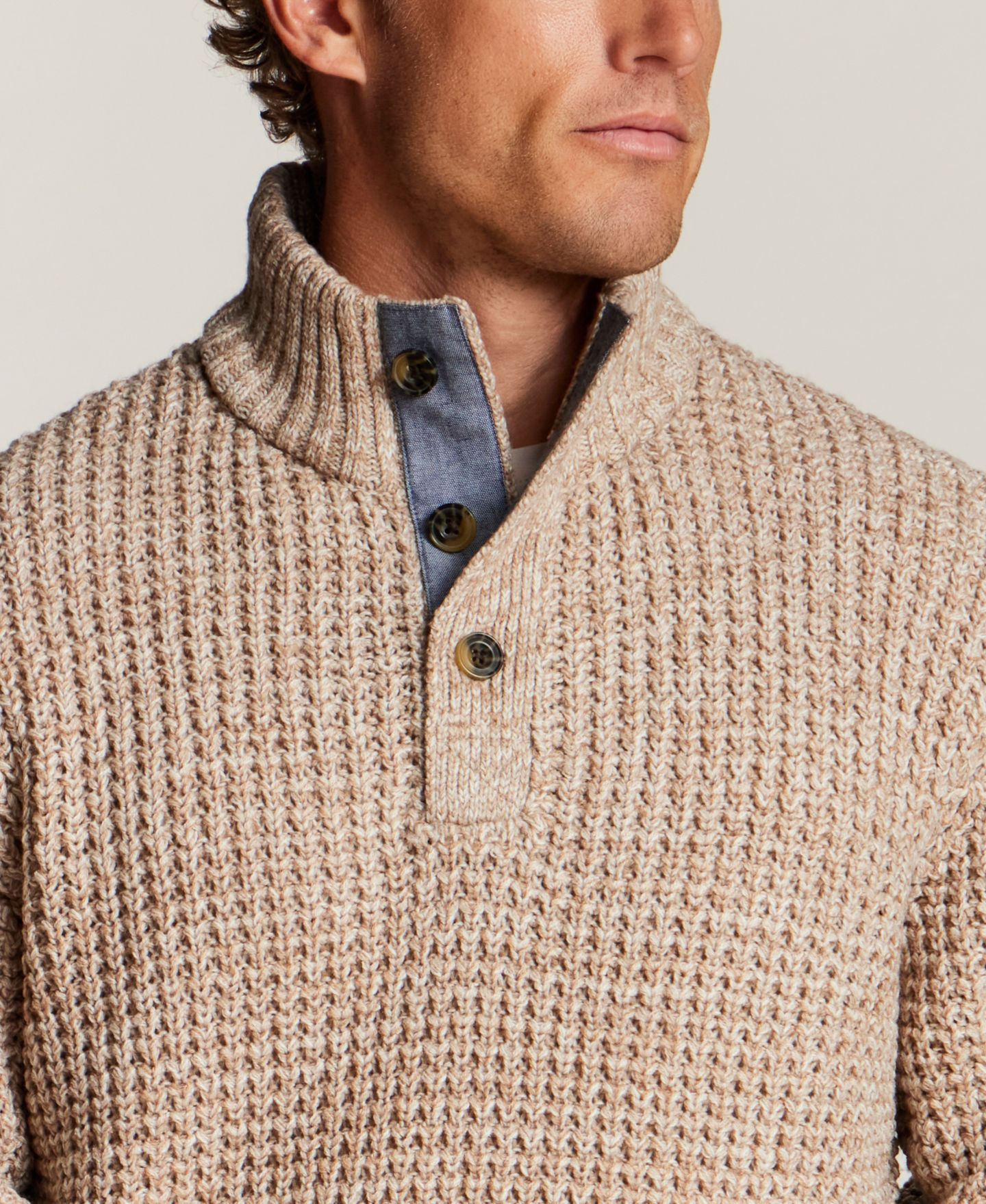 Мужской свитер Weatherproof Vintage Textured Mixy Mockneck, цвет: Бежевый — фото 3