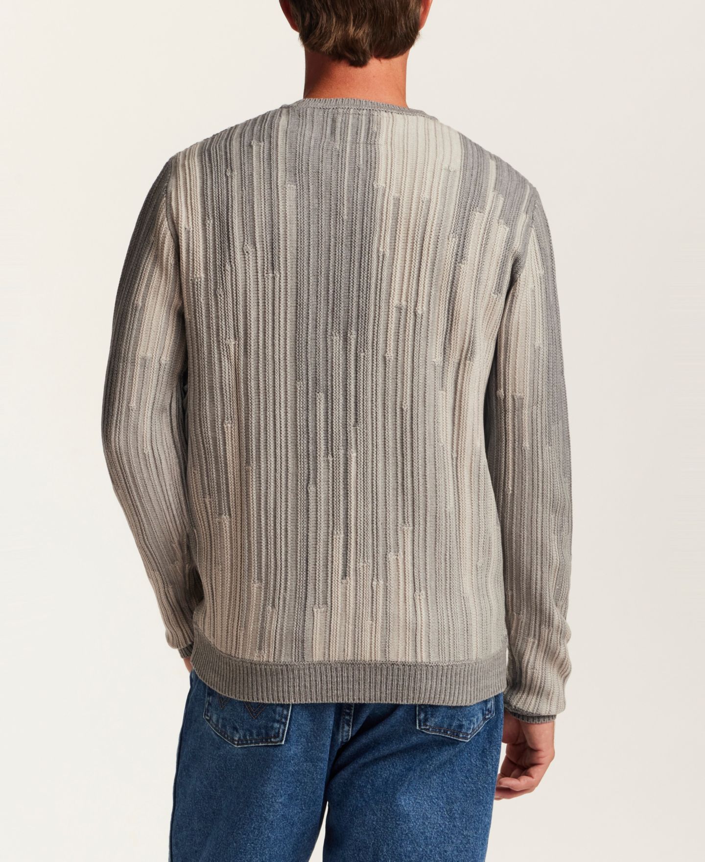 Мужской свитер Weatherproof Vintage Textured Vertical Gradient Crew Neck, цвет: Серый — фото 4