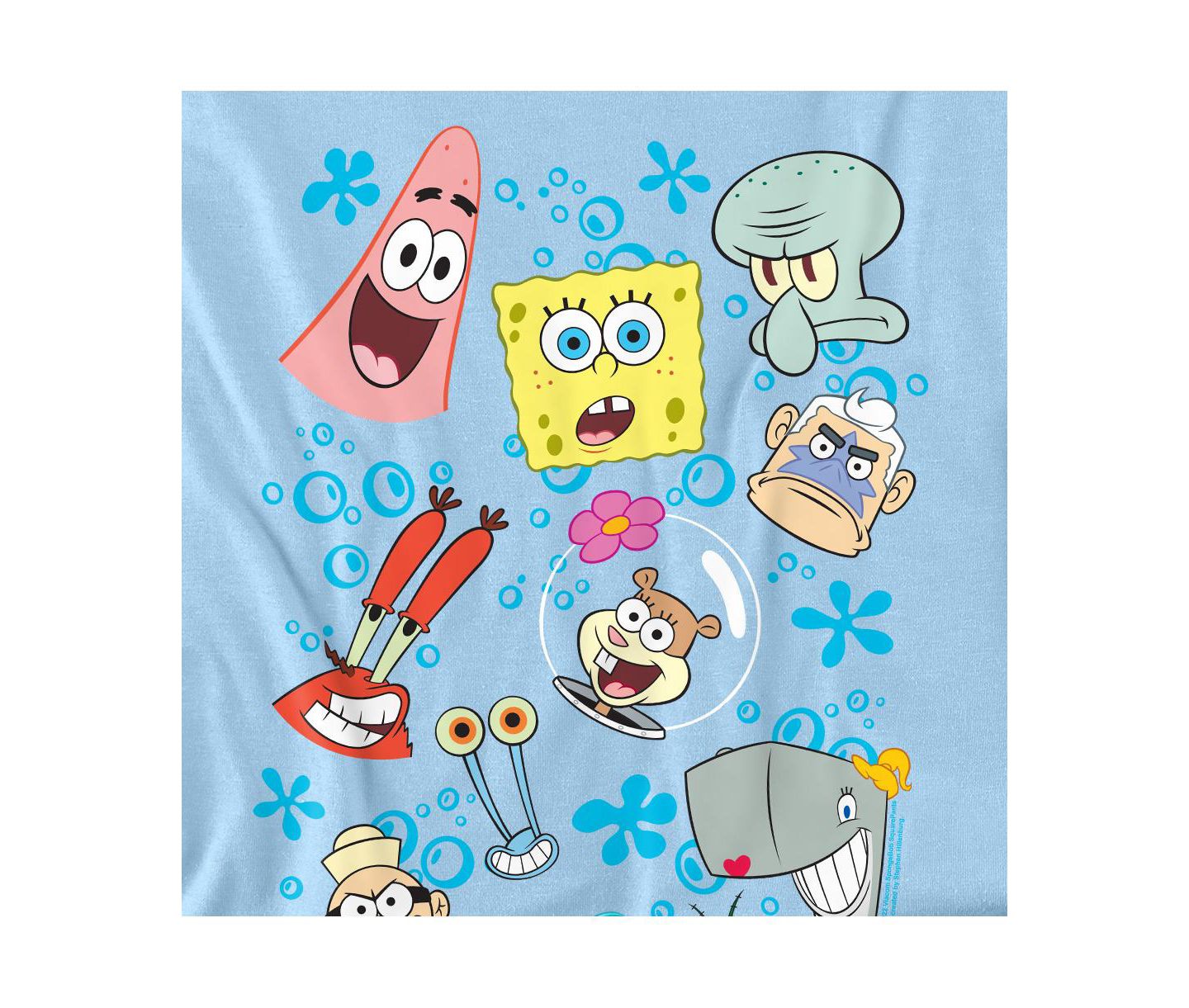 Мужская футболка SpongeBob SquarePants Character Faces Graphic Crewneck, цвет: Светлый синий — фото 3