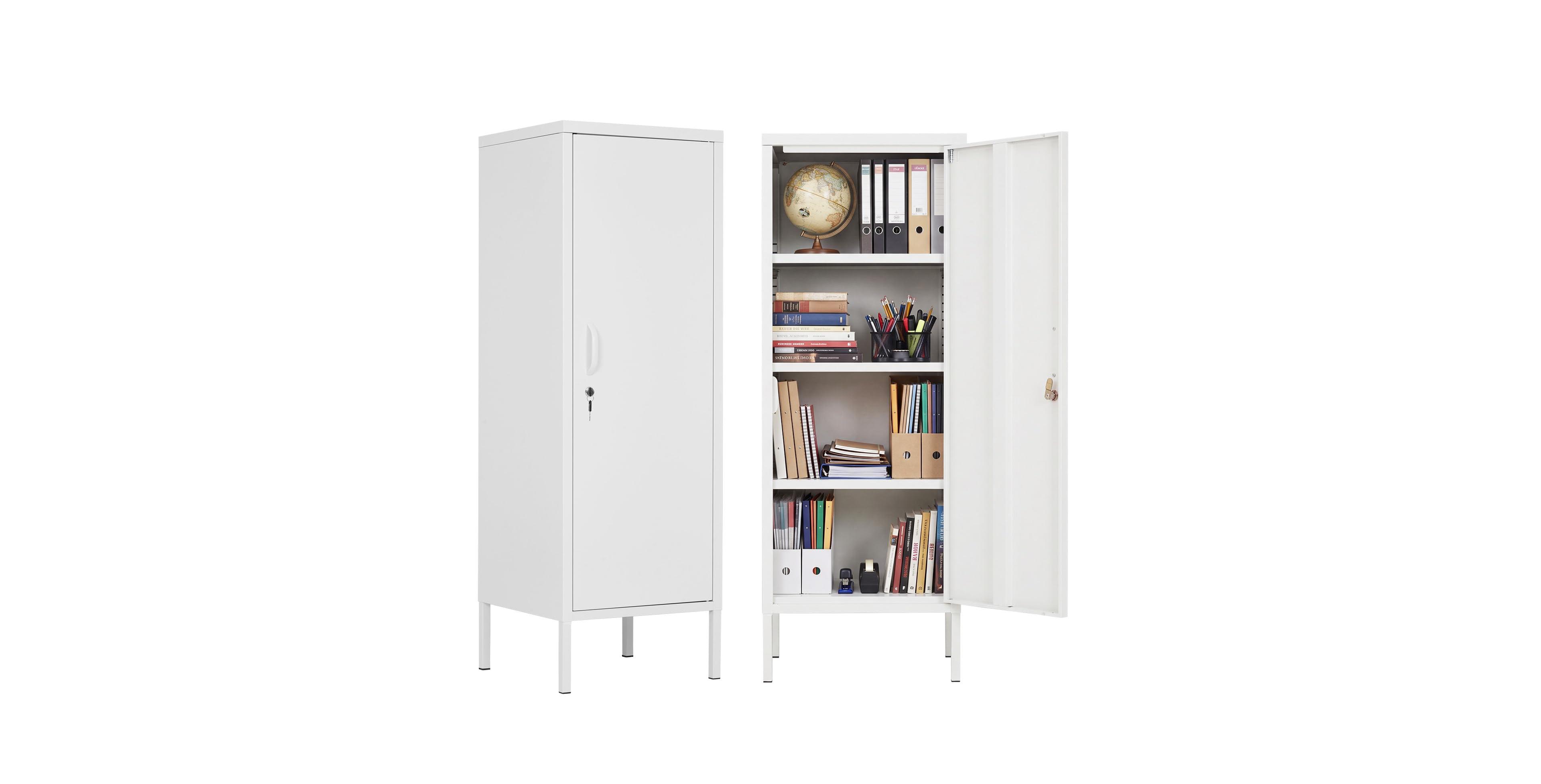 gaomon Lockable Office Storage Locker Cabinet - 4-Tier Metal Employee Locker with 3 Adjustable Shelves, 2 Keys