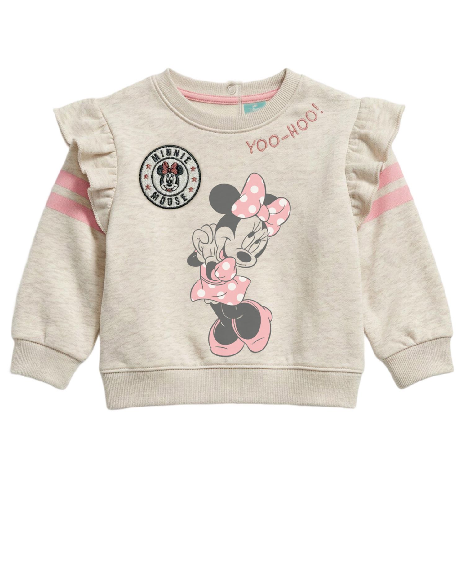 Baby Girls' Minnie Mouse Jogger Ruffle-Shoulder Long-Sleeve Sweatshirt and Jogger Pants, 2-Piece Set