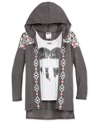 Belle Du Jour 2-Pc. Hooded Cardigan & Tank Set, Big Girls (7-16)