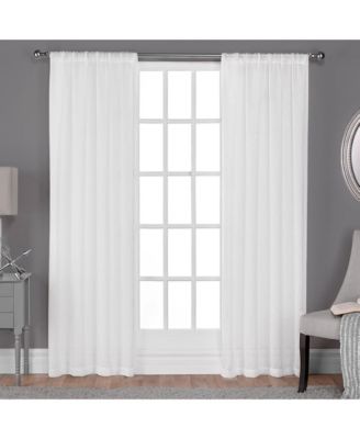 Belgian Textured Jacquard Sheer, Rod Pocket Curtain Panels (Set of 2)