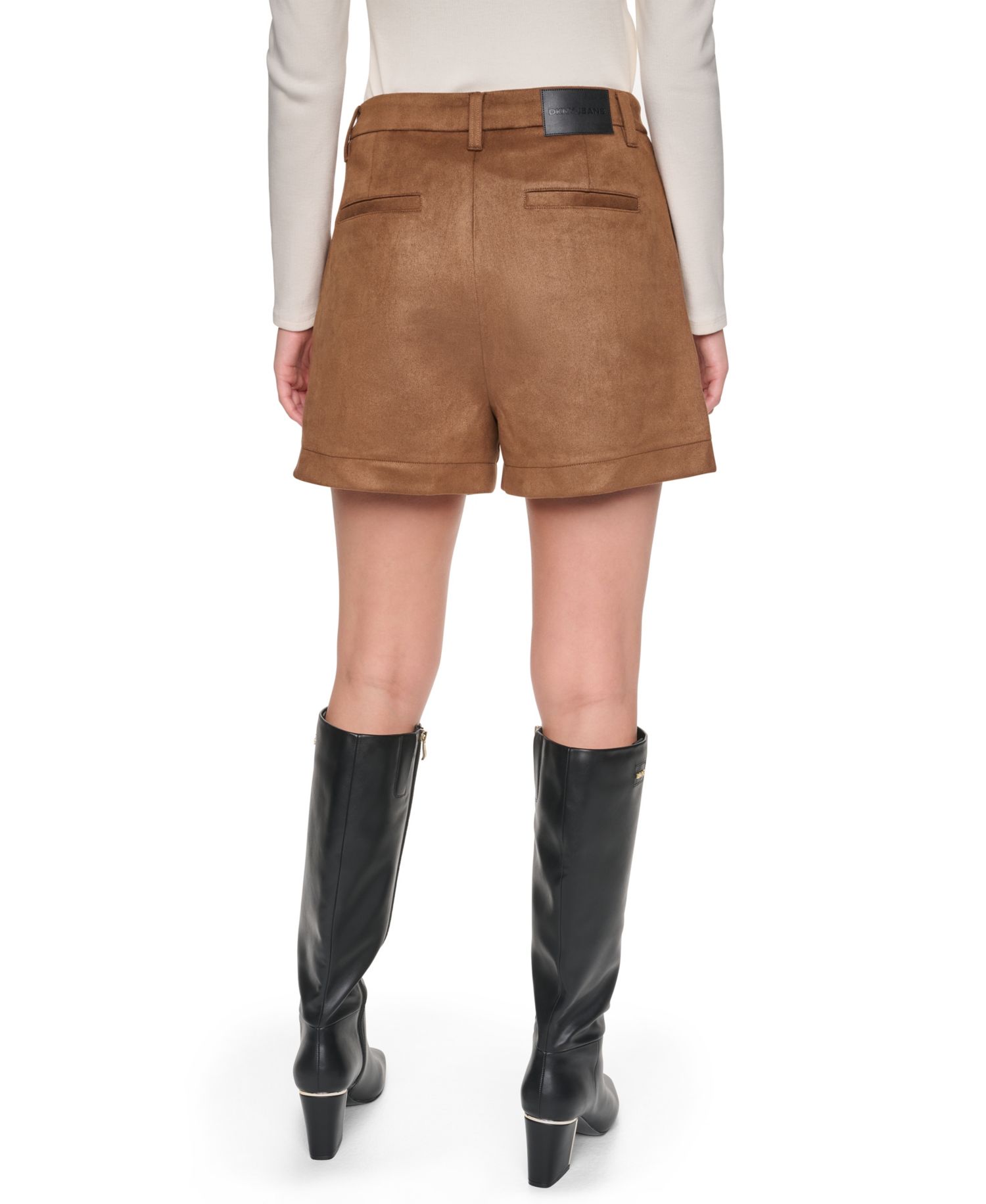 Women's High-Waisted Wide-Leg Faux Suede Shorts, 3" Inseam