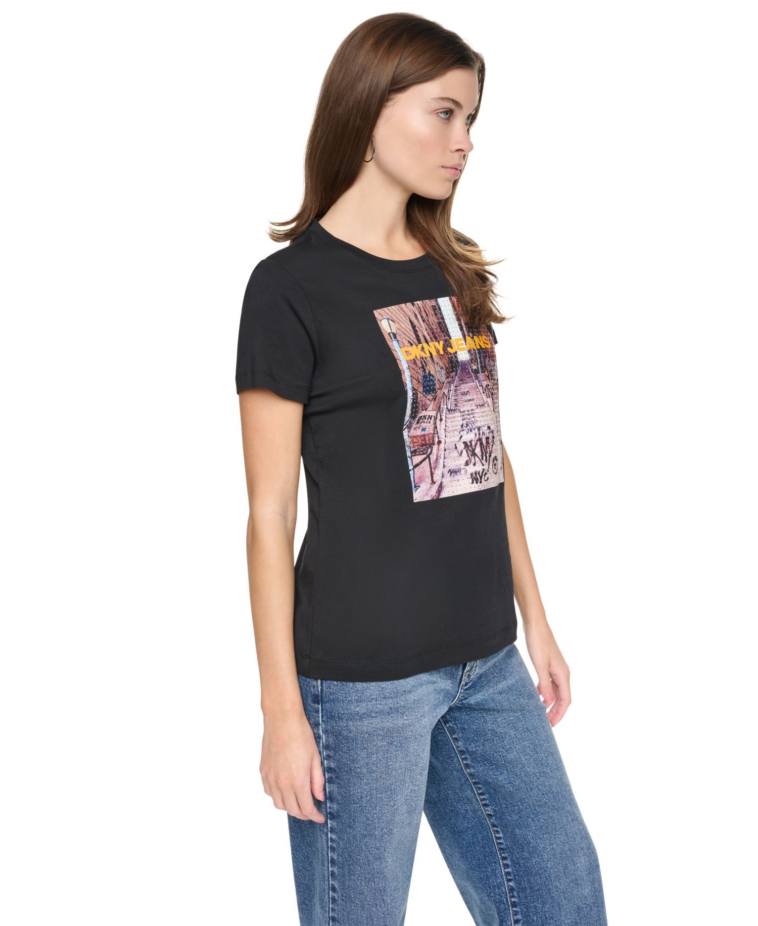 Women's Photoreal Bronx Logo Graphic Short-Sleeve Crewneck Cotton-Blend T-Shirt