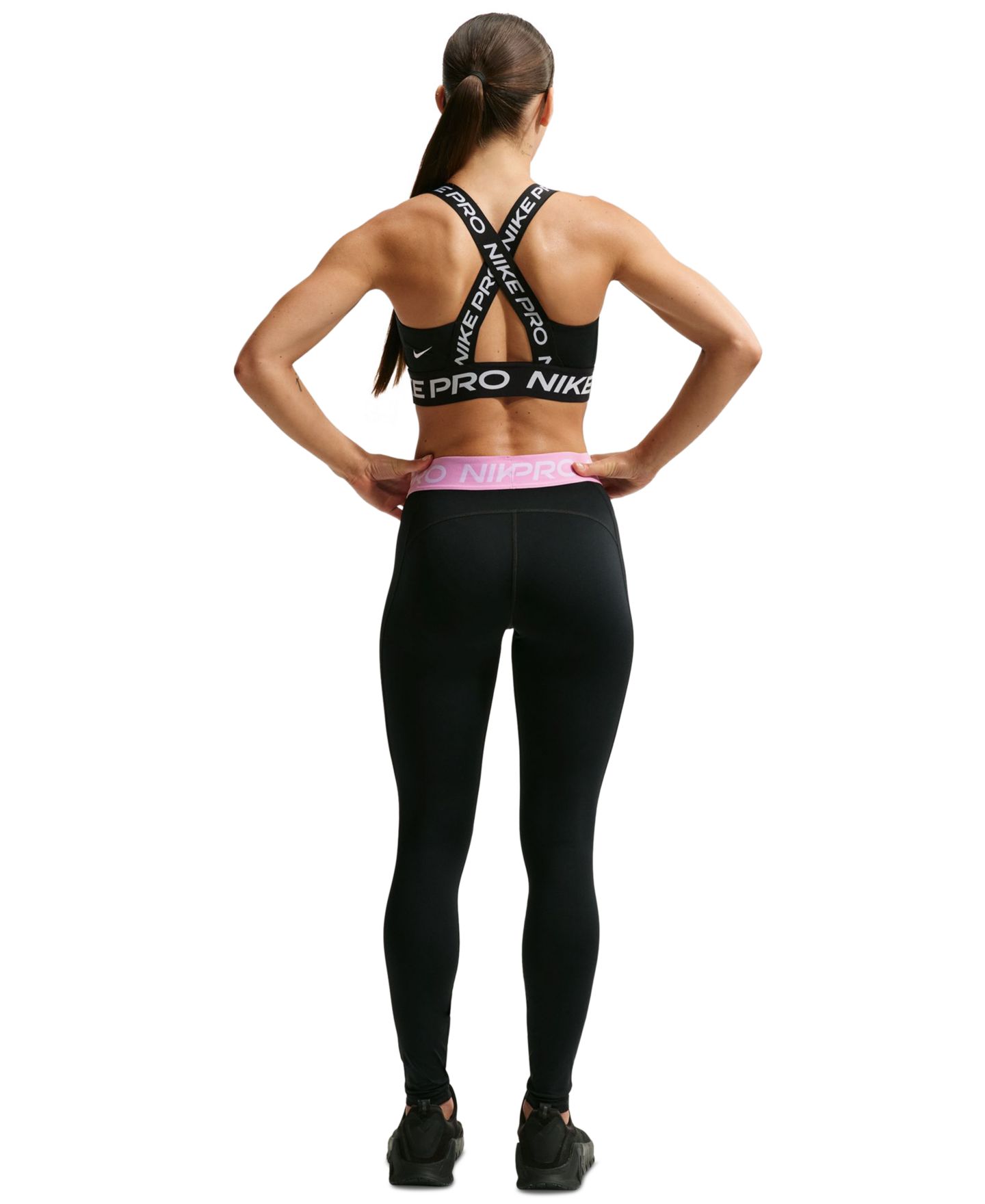 Женские леггинсы Nike Mid-Rise Full-Length, цвет: Чёрный / Розовый — фото 3