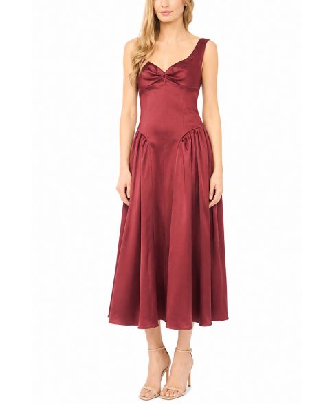 Женское платье Parker Sweetheart Neckline Drop-Waist Satin Midi, цвет: Port