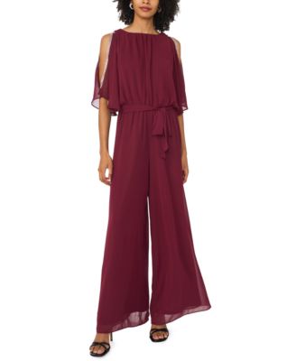 Women's Belted Blouson Boat Neck Jumpsuit