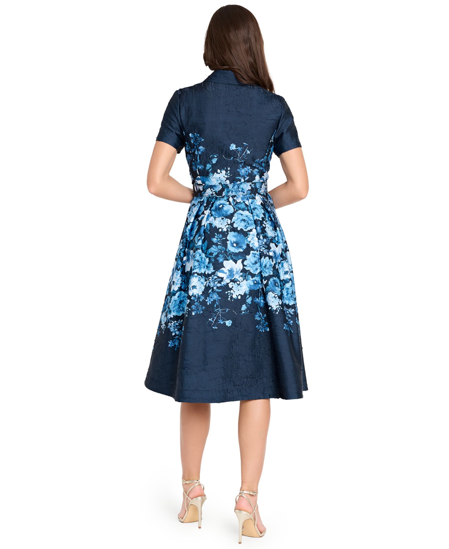 Women's Belted Floral-Print V-Neck Midi Dress
