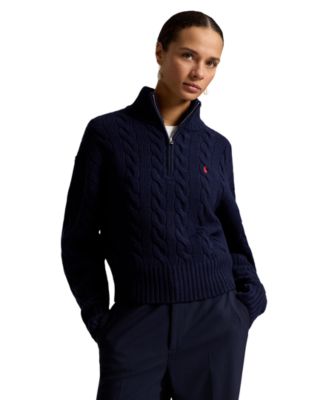 Women's Cable-Knit Half-Zip Wool-Cashmere Sweater