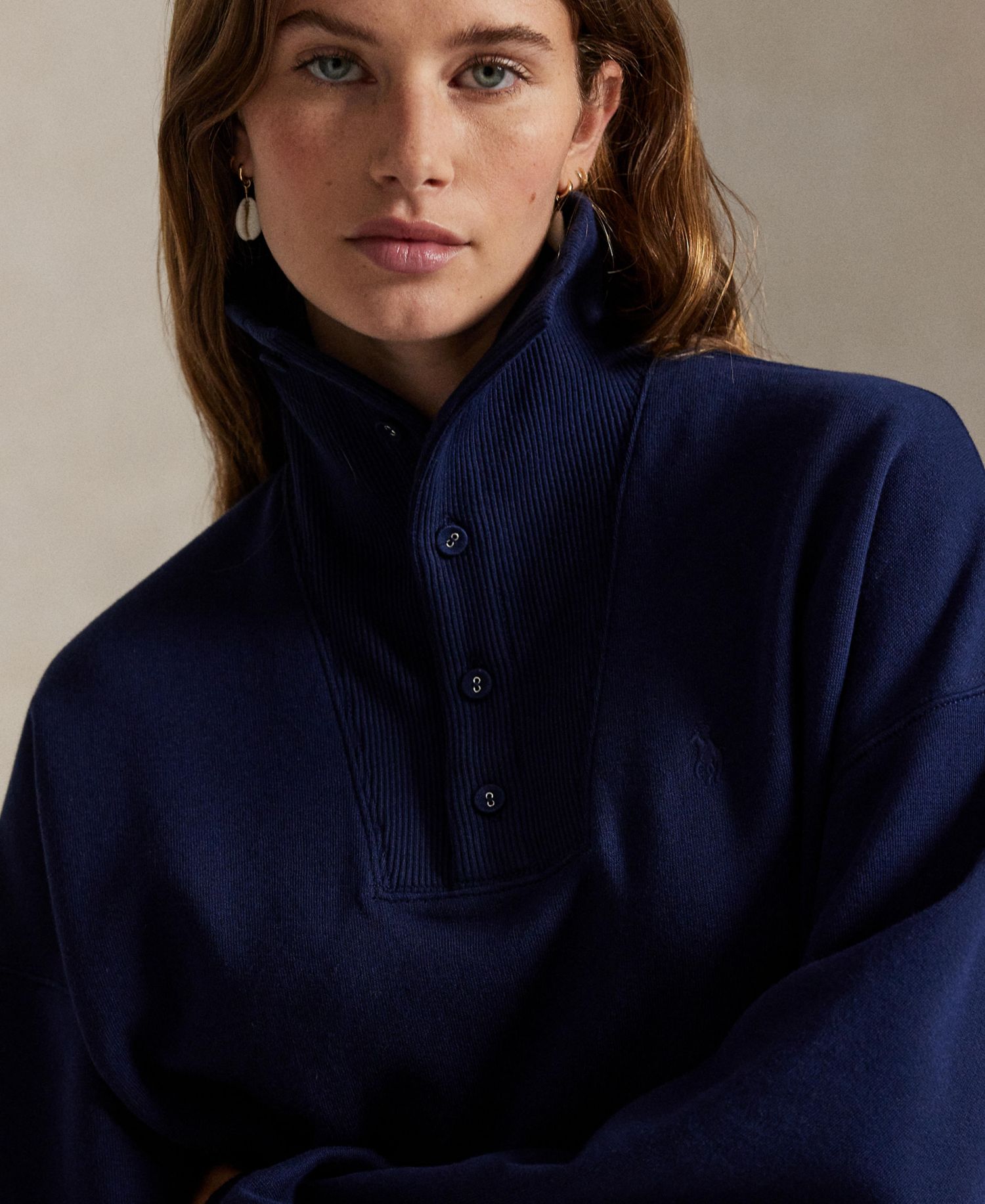Women's Arctic Ribbed Mock Neck Long-Sleeve Fleece Pullover Sweatshirt