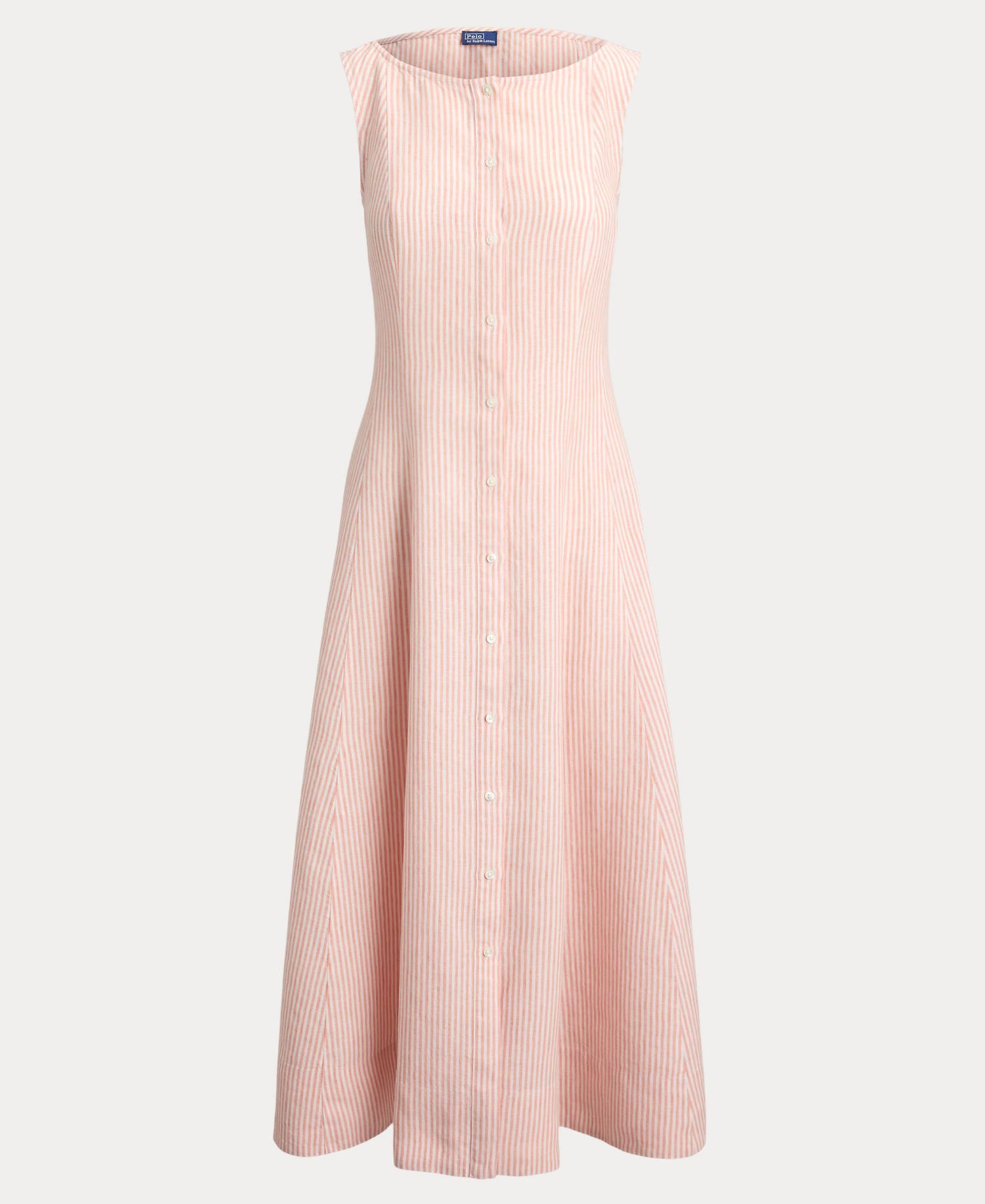 Women's Striped Fit-and-Flare Linen Midi Dress