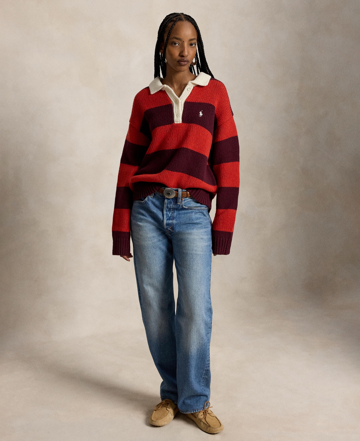 Polo Ralph Lauren Women's Striped Wool-Blend Rugby Sweater