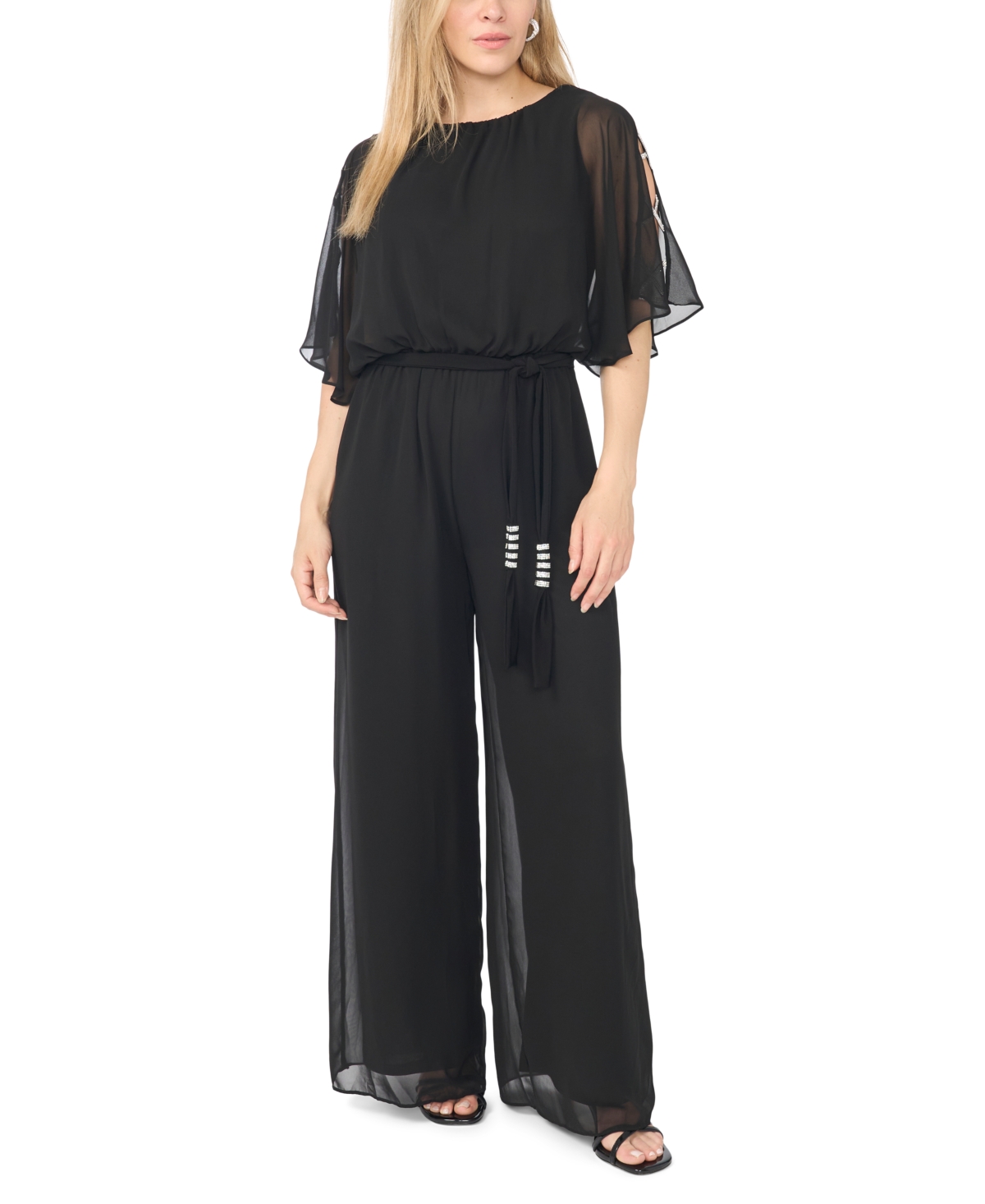 Msk Petite Crew Neck Blouson Jumpsuit In Black