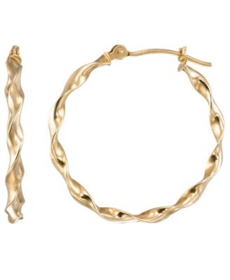 High Polished Twisted Hoop Earrings in 10k Yellow Gold