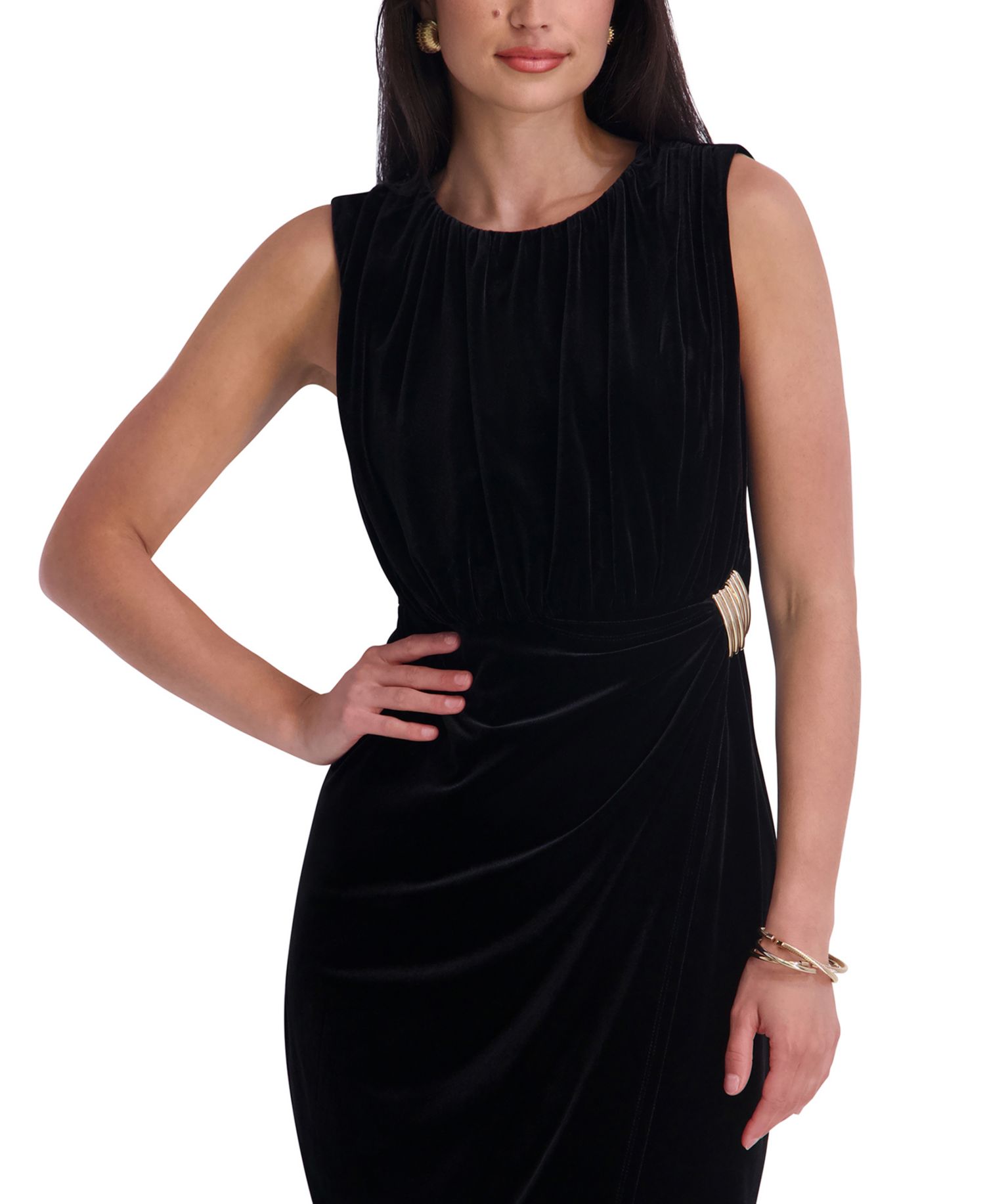 Women's Velvet Cocktail Midi Dress