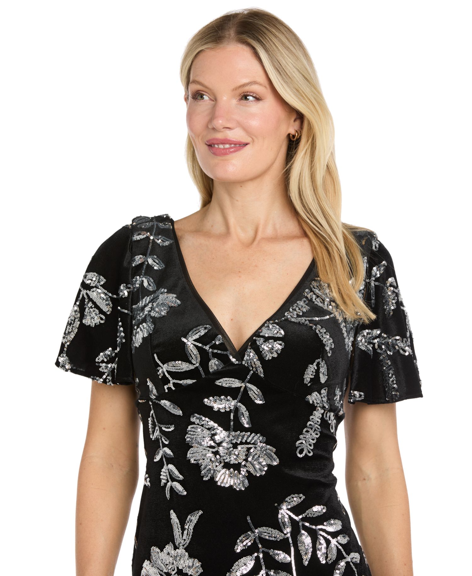 Women's Velvet Sequin-Floral Mermaid Dress
