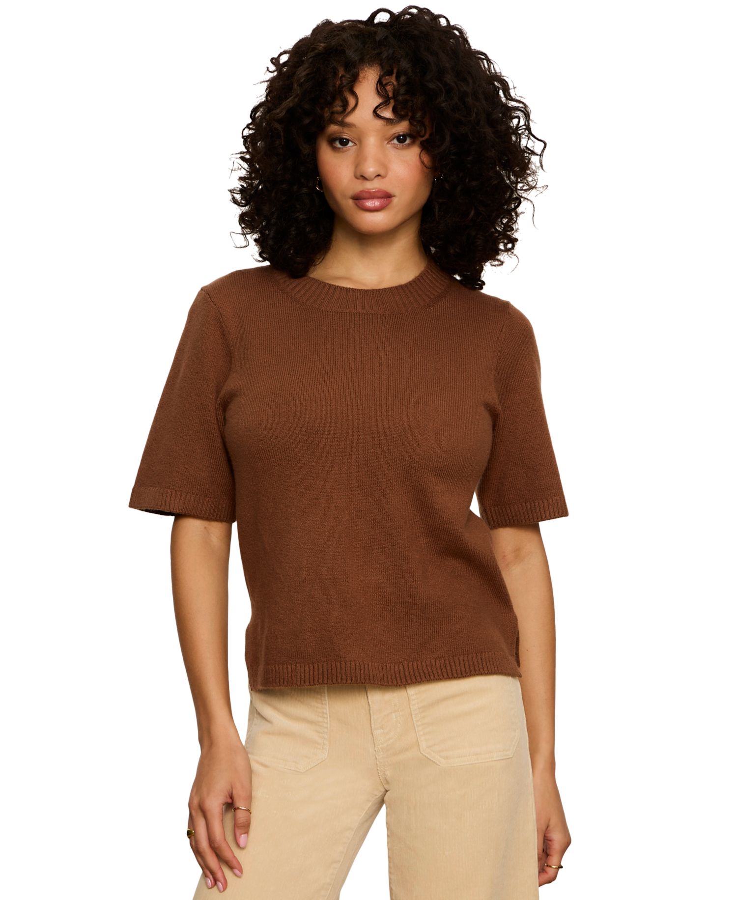 Petite Short-Sleeve Crewneck Sweater