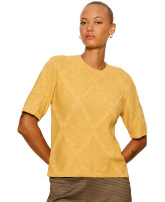 Women's Short-Sleeve Cotton Sweater T-Shirt