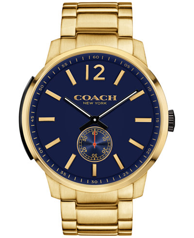 COACH Men's Bleecker Gold-Tone Stainless Steel Bracelet Watch 46mm 14602078