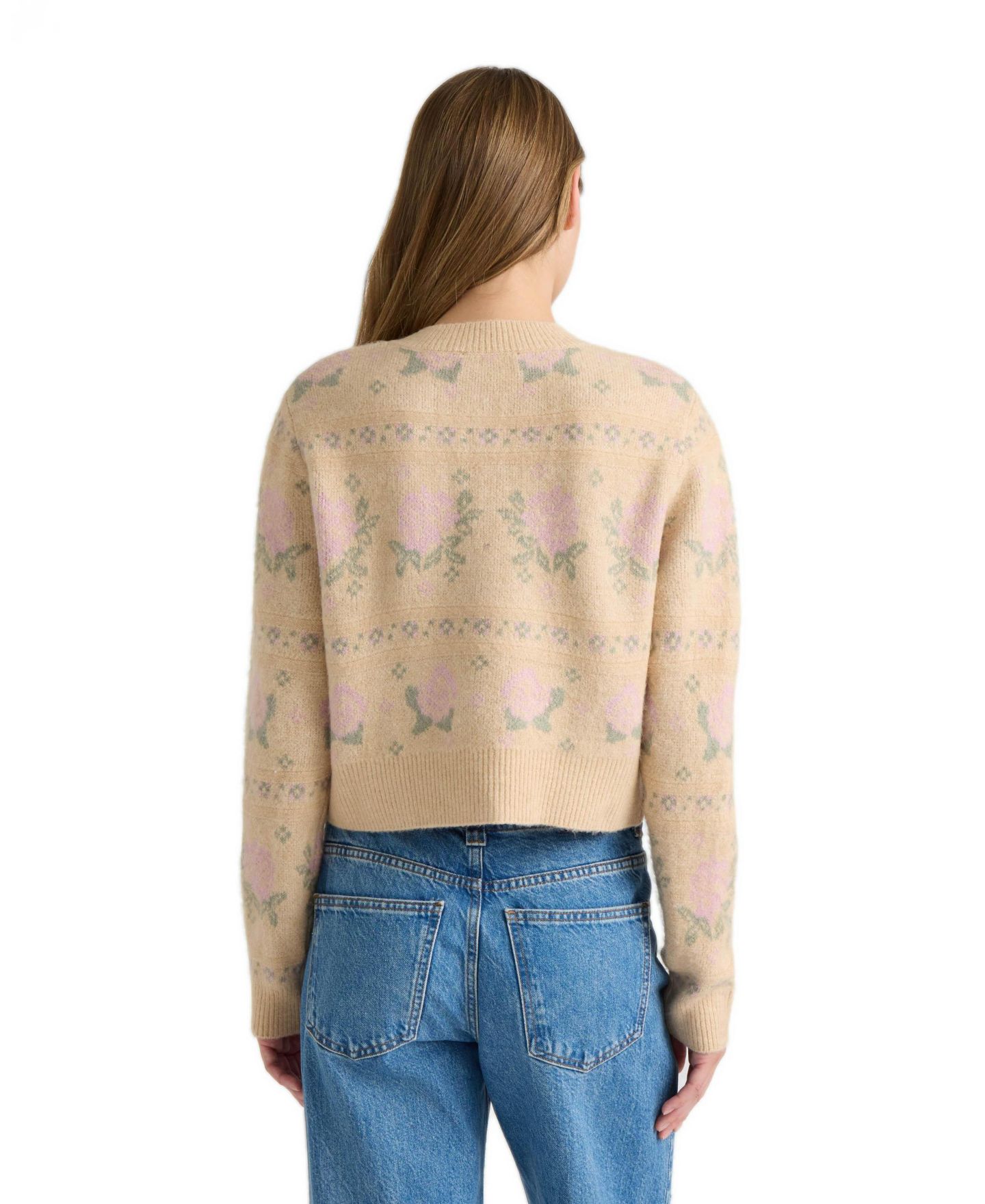 Женский кардиган NVLT Cropped Floral-Print, цвет: Кремовый — фото 2