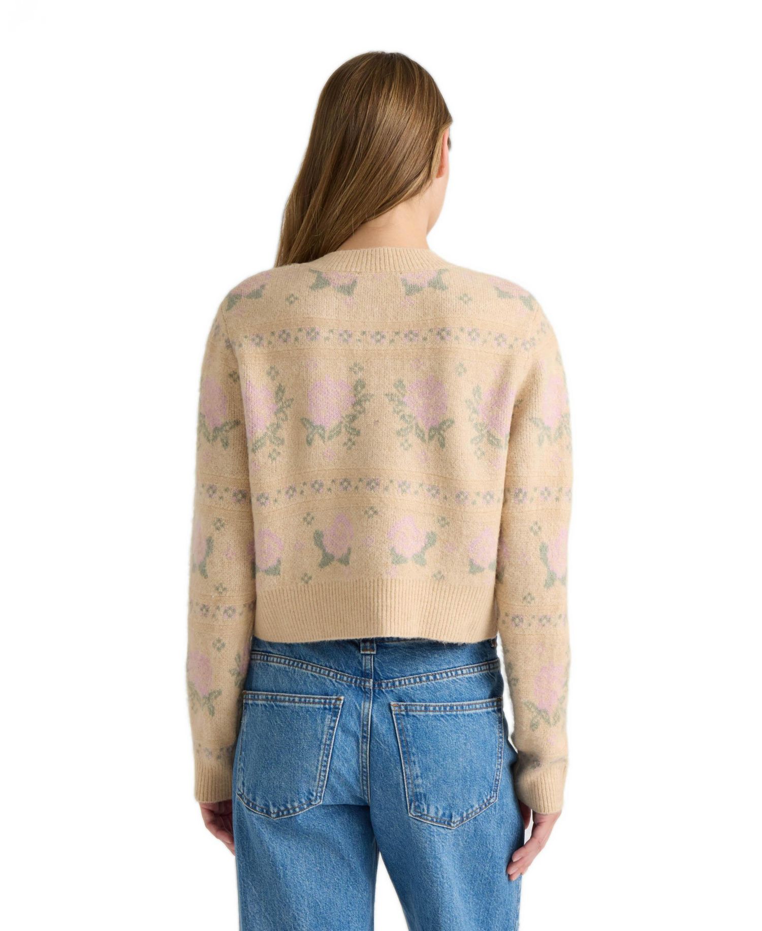 Women's Cropped Floral-Print Cardigan