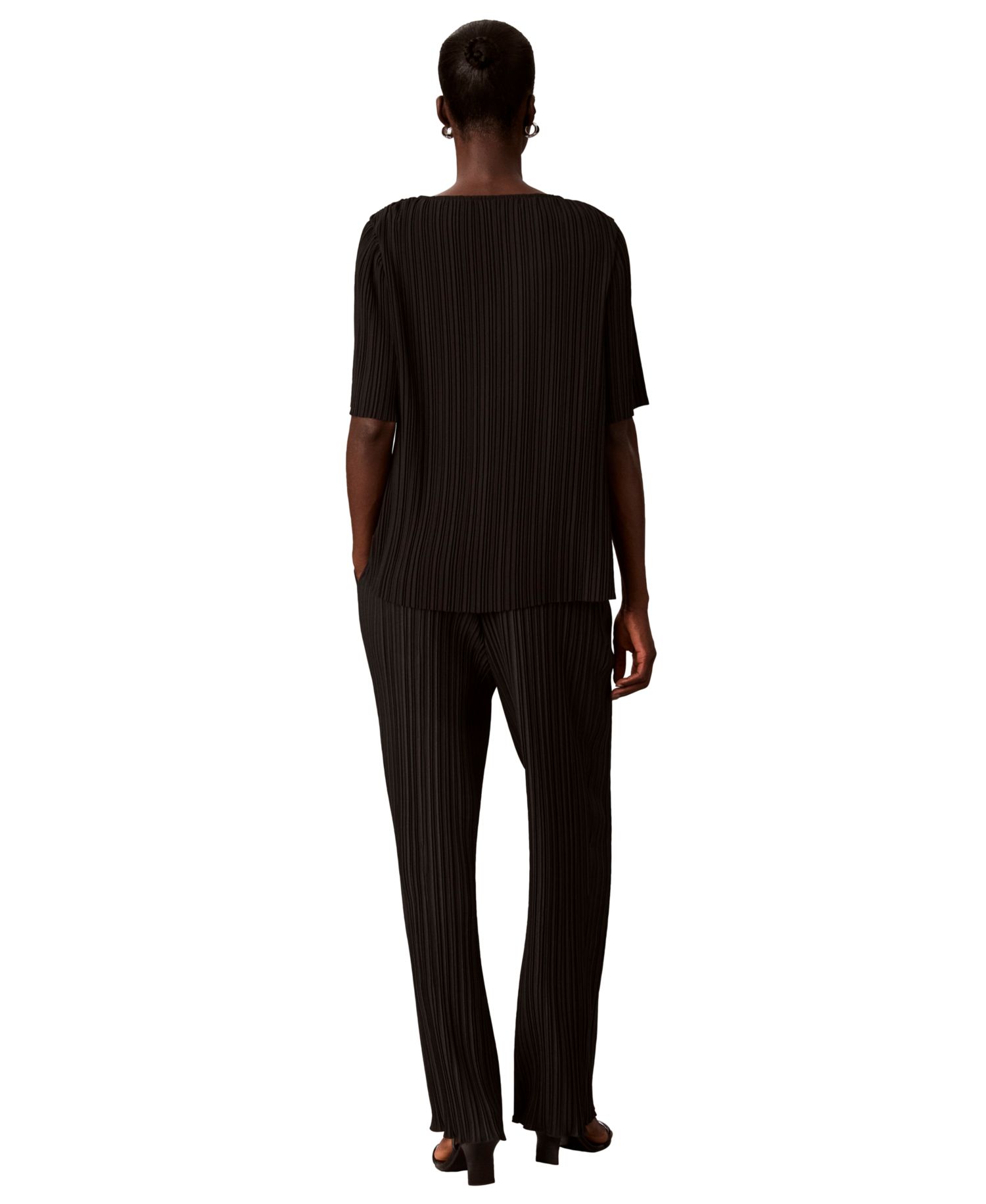 Women's Pull-On Straight-Leg Plisse Pleat Pants