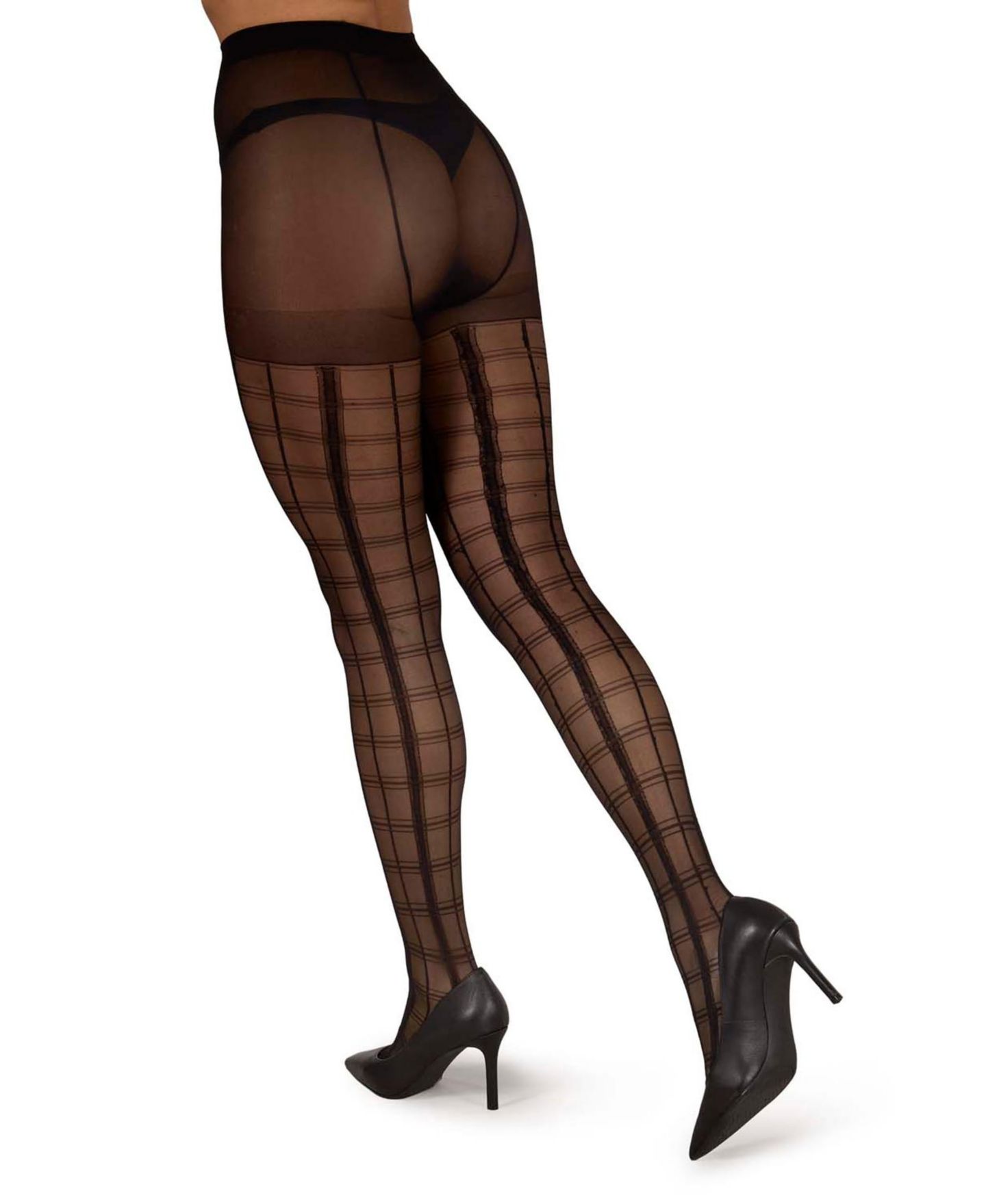 Женские колготки MeMoi Sheer Plaid Tights, цвет: Чёрный — фото 10