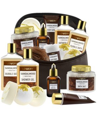 10 Piece Sandalwood Body Care Gift Set, Relaxing Home Spa Set