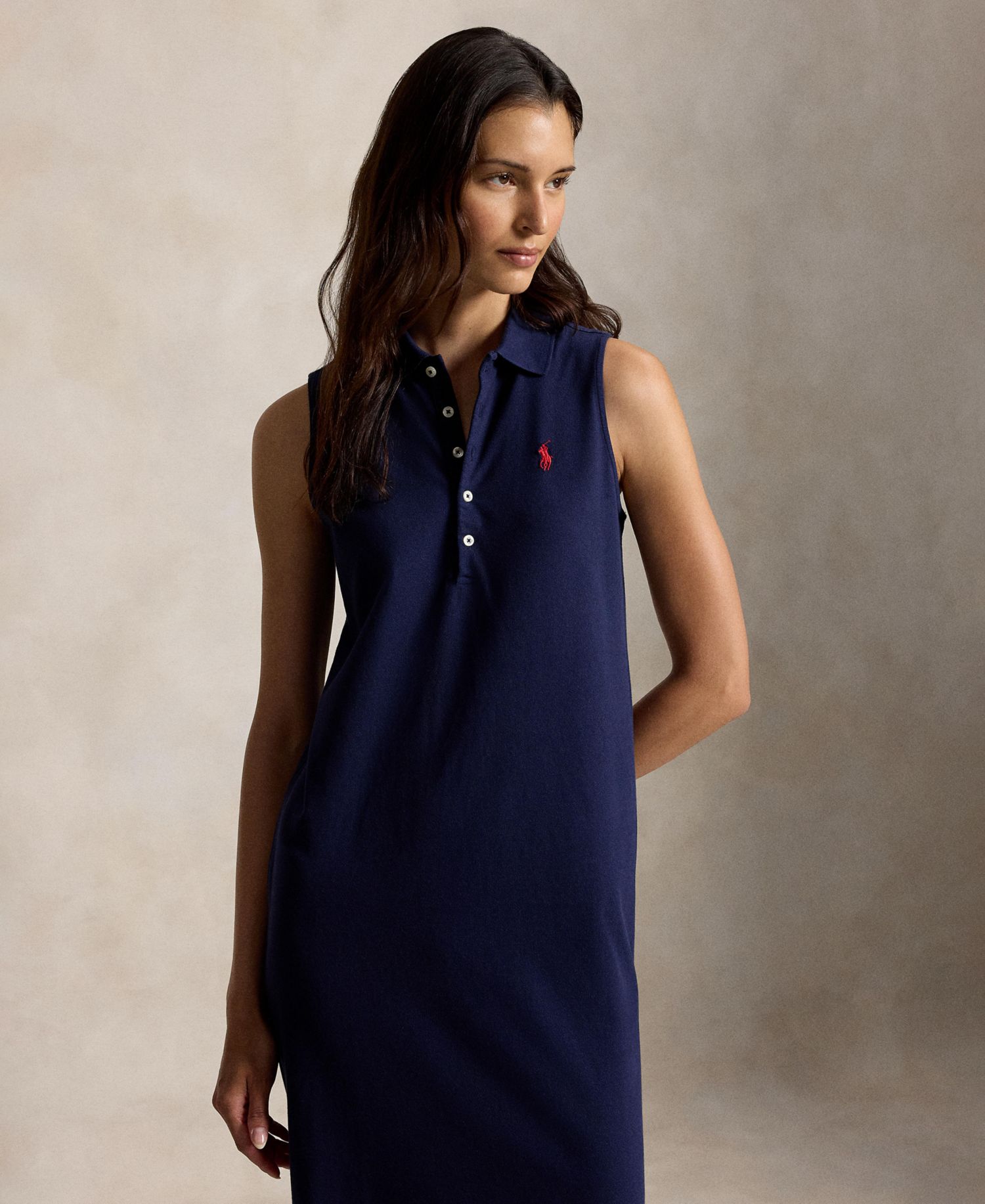 Women's Stretch-Cotton Sleeveless Polo Dress