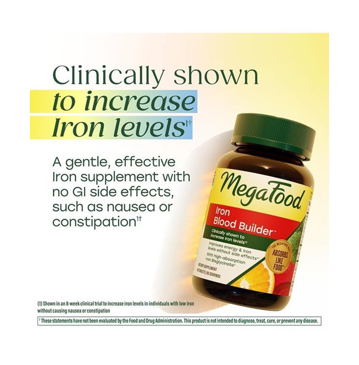 MegaFood Blood Builder Iron Supplement for Women and Men with Vitamin C, B12 and Folic Acid