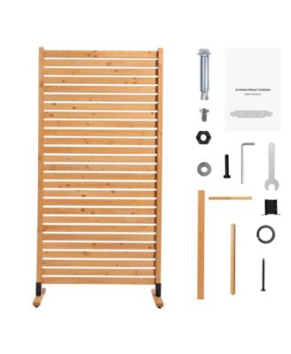 Wooden Privacy Screen 36" x 76" Freestanding Outdoor Privacy Screen for Patio