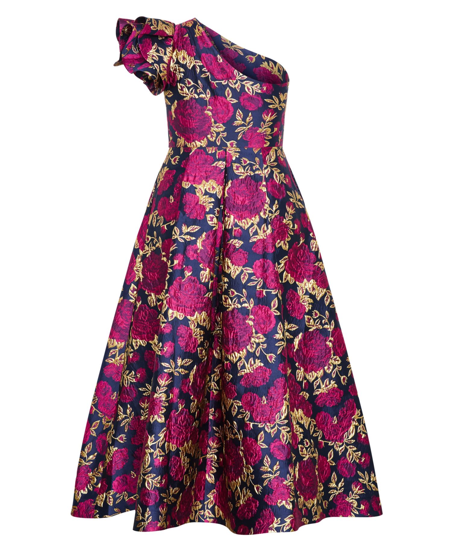 Plus Size Grand Gala One-Shoulder Jacquard Maxi Dress