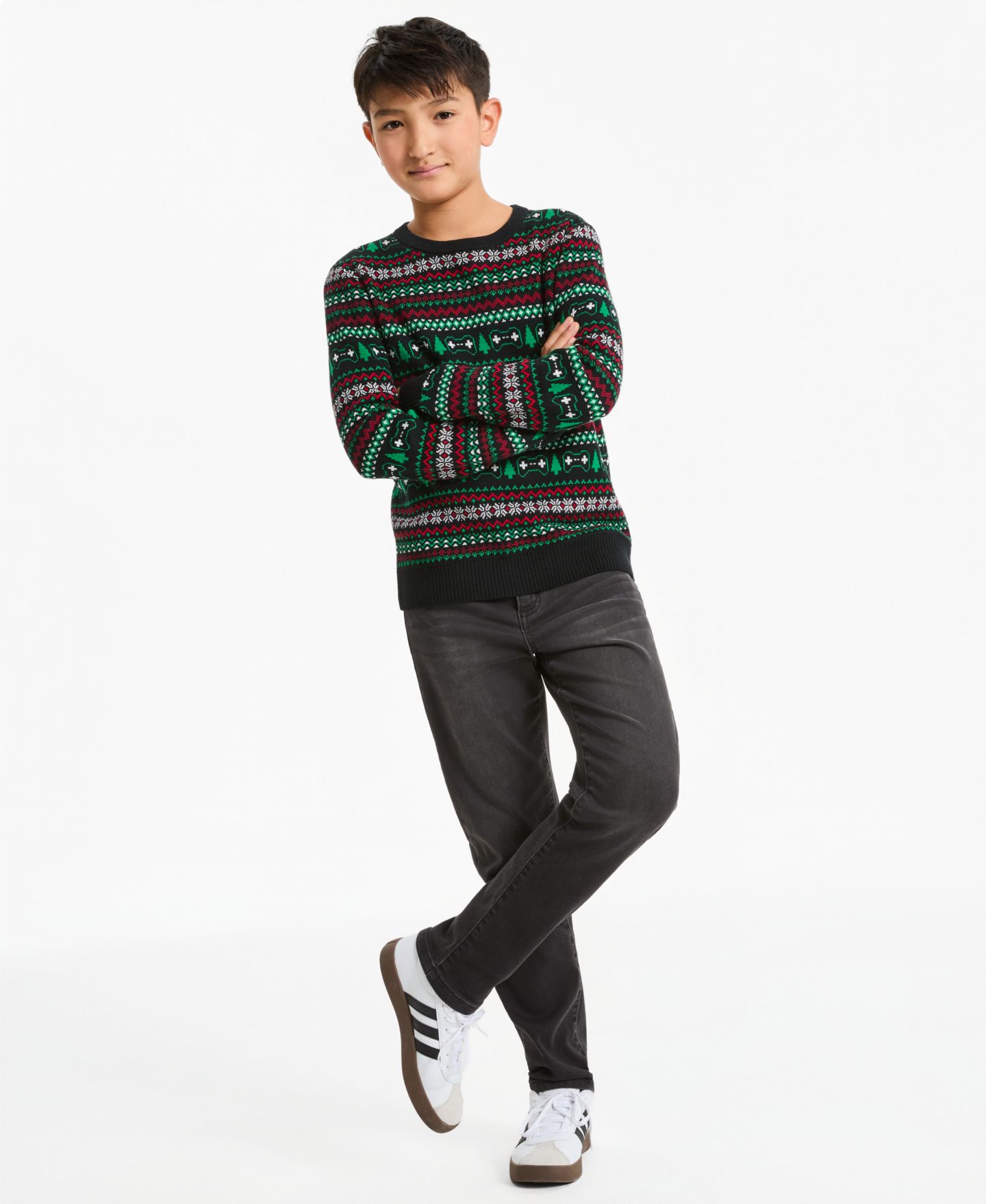 Свитер Epic Threads Long-Sleeve Holiday Cotton-Blend для мальчиков, цвет: Глубокий чёрный — фото 2