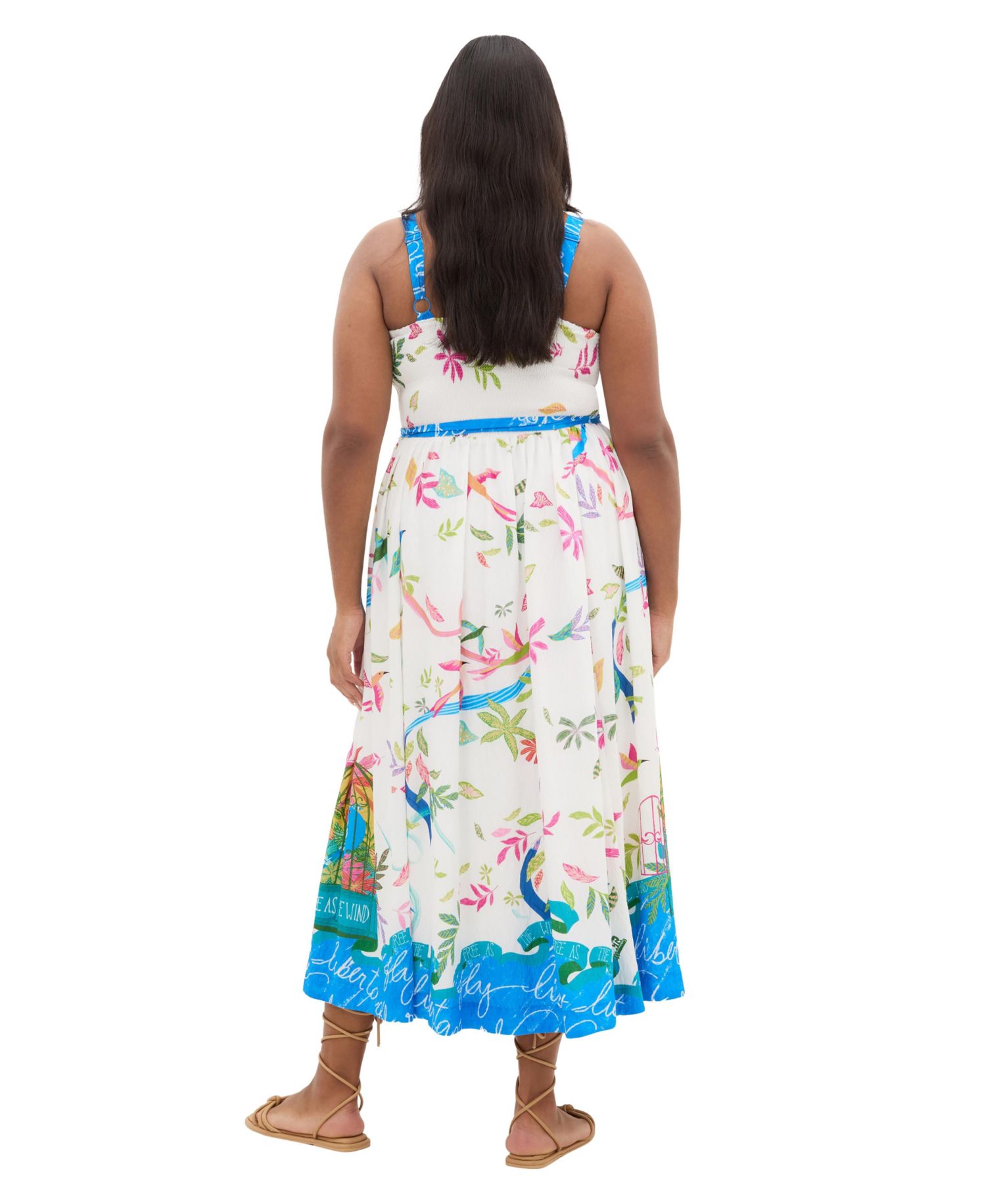 Plus Size Free Spirit Print Sleeveless Midi Dress