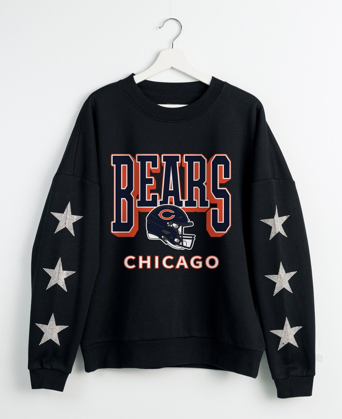 Gameday Couture Women's Chicago Bears Pure Victory Rhine stud Star-Sleeve Dropped-Shoulders Pullover Sweatshirt