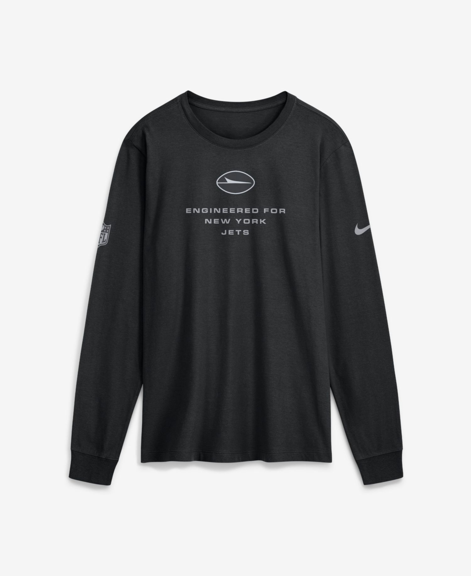 Men's New York Jets Sideline Bold Arch Star Long-Sleeve Crewneck T-Shirt