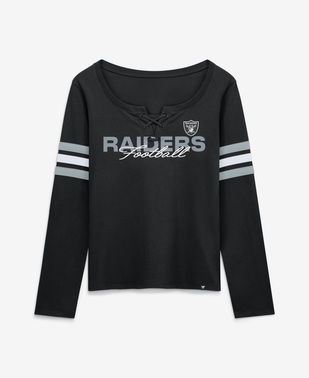 Fanatics Women's Las Vegas Raiders Team First Coverage Scheme Long Sleeve Lace-up Neckline T-Shirt - Black