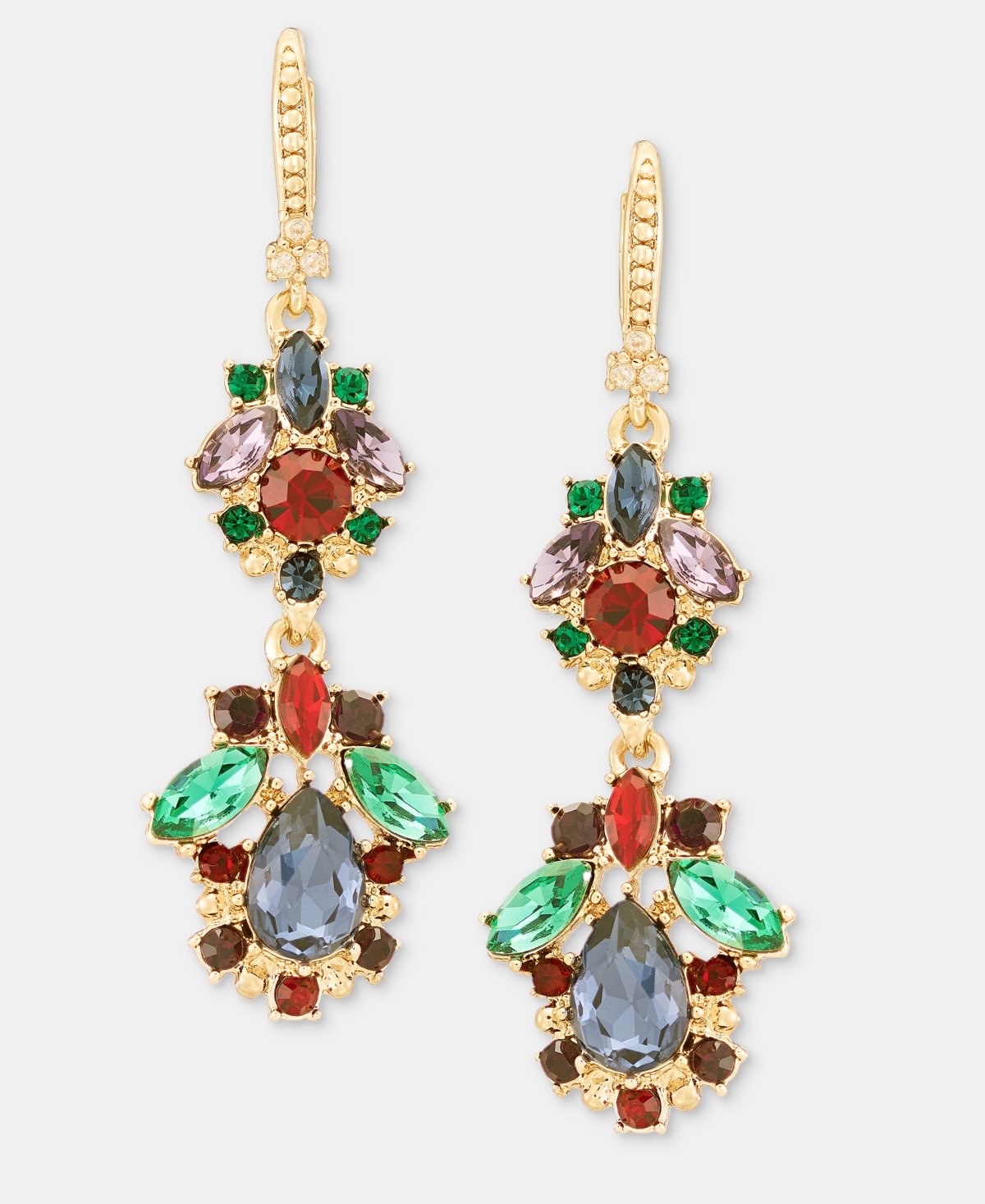 Marchesa Faux Pearl and Crystal Gold-Tone Chandelier Double-Drop Earrings