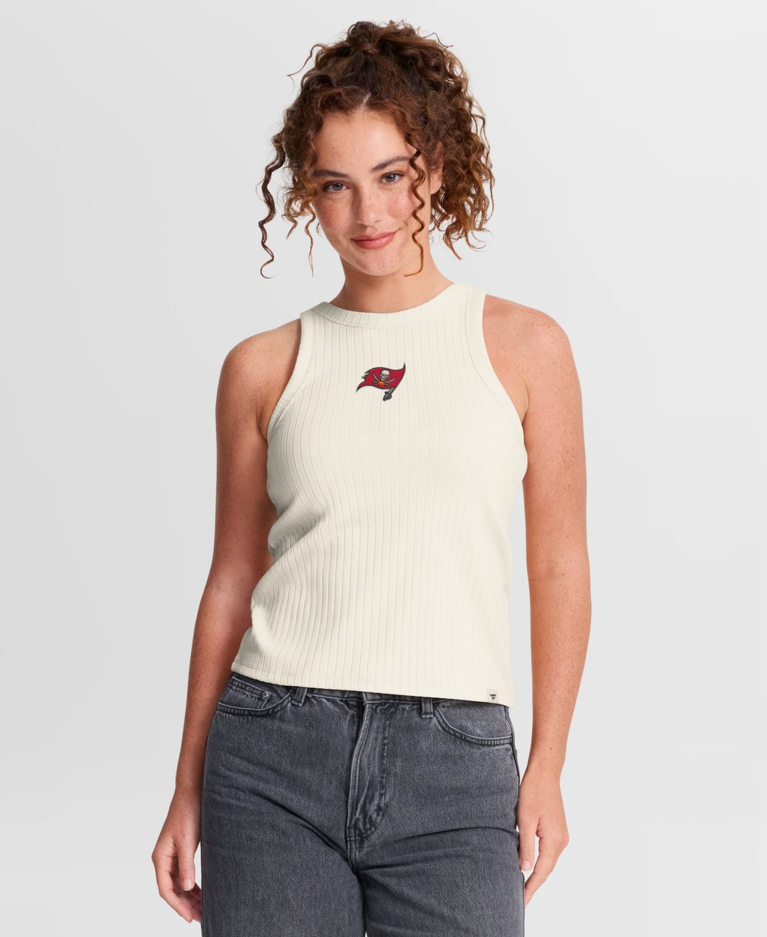 Women's Tampa Bay Buccaneers Star Play Sleeveless Slim-Fit Ribbed Tank Top
