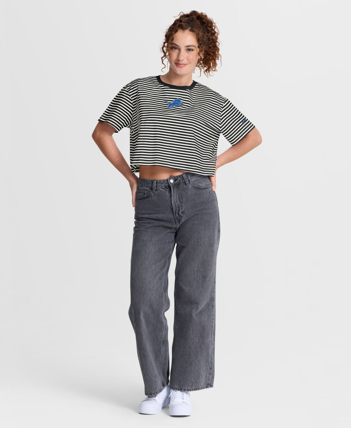 Женская футболка Nike Detroit Lions Striped Cropped — фото 3