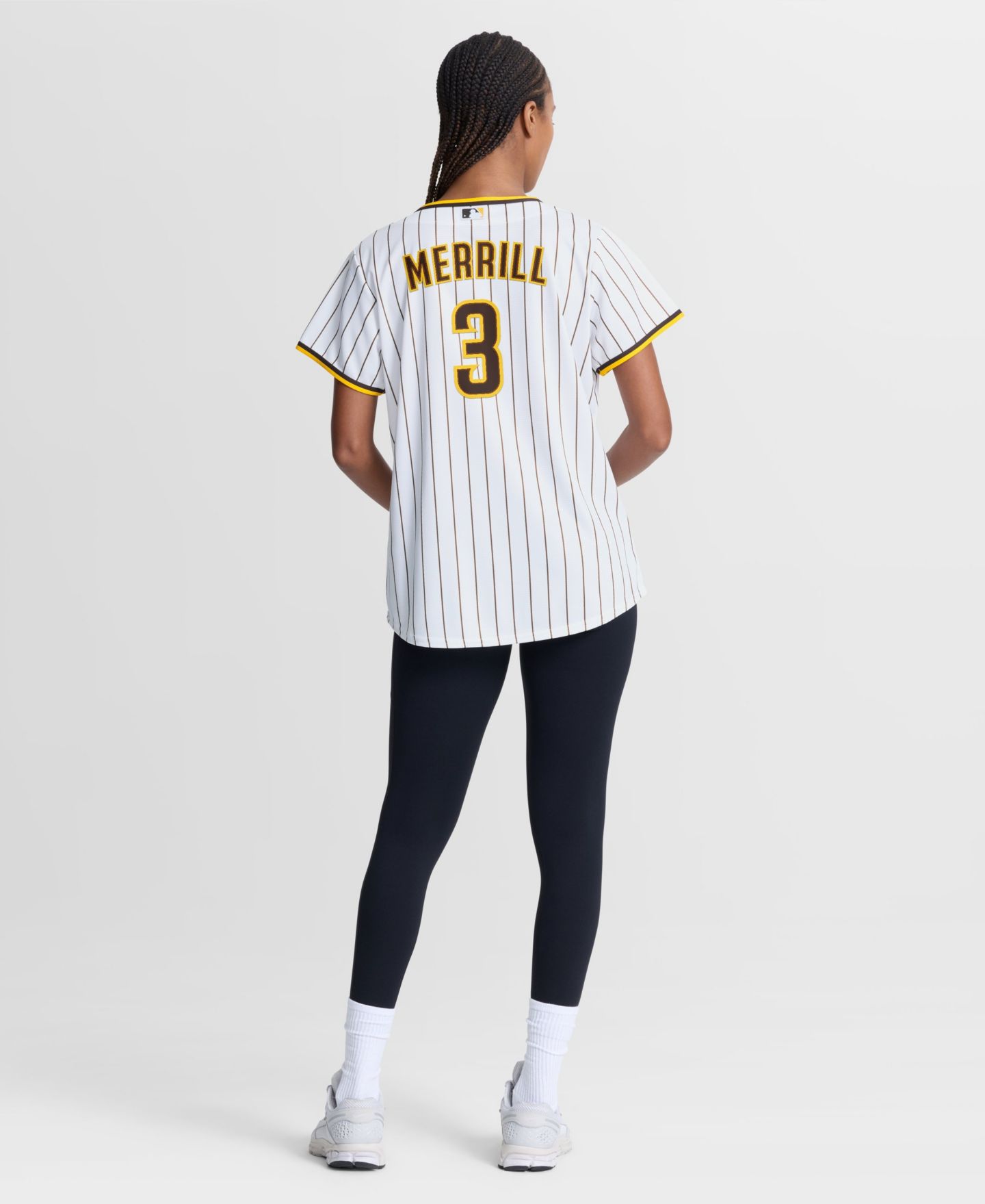 Женский топ Nike San Diego Padres Jackson Merrill Short-Sleeve Replica Home Jersey — фото 3